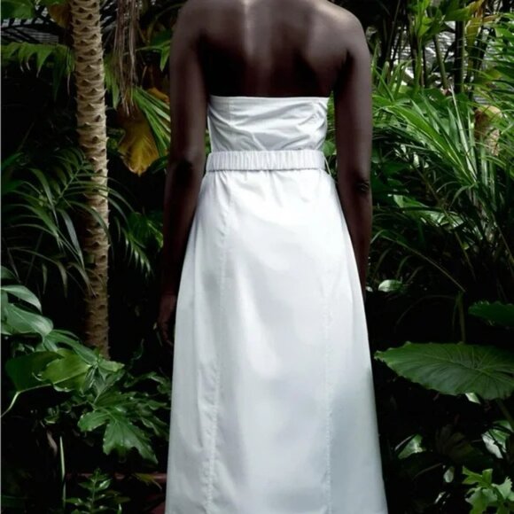 ZARA WOMAN MIDI HALTER DRESS IN WHITE.  SZ S - Picture 2 of 4